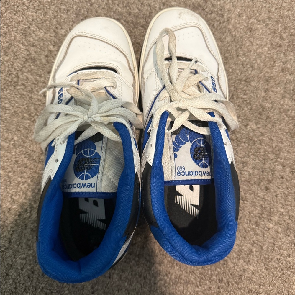 New Balance Kids' White and Blue Sneakers